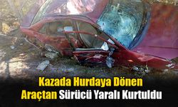 Hurdaya Dönen Araçtan Sürücü Yaralı Kurtuldu