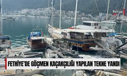 Fethiye’de Göçmen Kaçakçılığı Yapılan Tekne Yandı