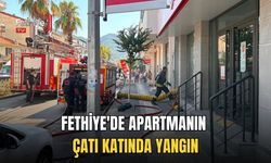 Fethiye'de Apartmanın Çatı Katında Yangın