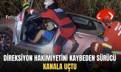 Direksiyon Hakimiyetini Kaybeden Sürücü Kanala Uçtu