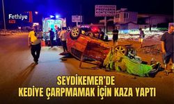 Seydikemer’de Kediye Çarpmamak İçin Kaza Yaptı