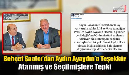 Behçet Saatcı’dan Aydın Ayaydın’a Teşekkür