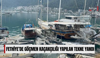 Fethiye’de Göçmen Kaçakçılığı Yapılan Tekne Yandı