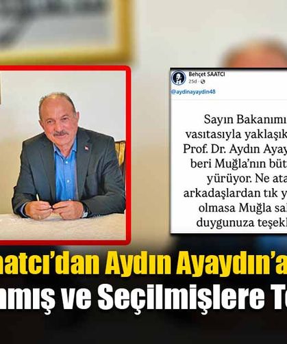Behçet Saatcı’dan Aydın Ayaydın’a Teşekkür