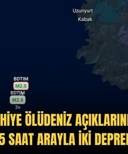 Fethiye Ölüdeniz Açıklarında 1,5 Saat Arayla İki Deprem