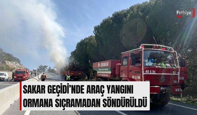 Sakar Geçidi’nde Araç Yangını Ormana Sıçramadan Söndürüldü