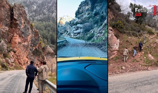 Fethiye’de Faralya Yolunda Kaya Tehlikesi