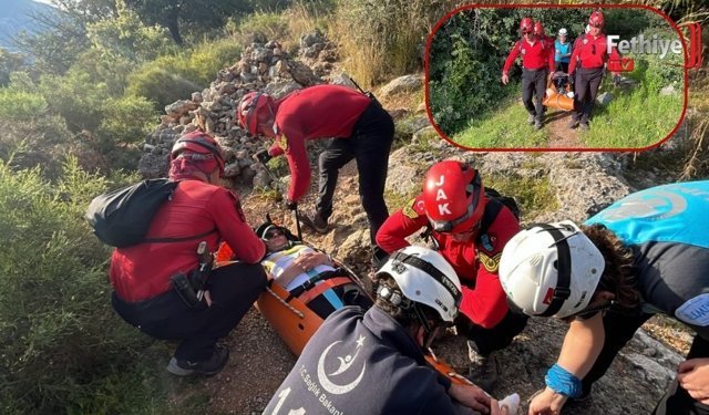 Likya Yolunda Mahsur Kalan Yaralı Kadın, 4 Saatte Kurtarıldı