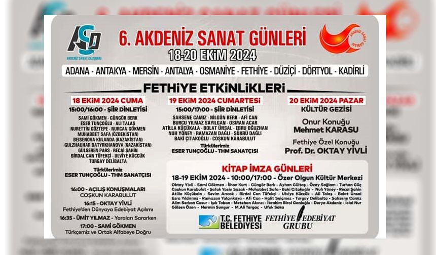 Fethiye’de 6. Akdeniz Sanat Günleri Başlıyor