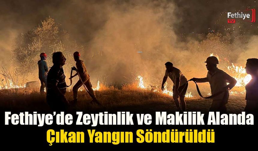 Fethiye’de Zeytinlik ve Makilik Alanda Çıkan Yangın Söndürüldü