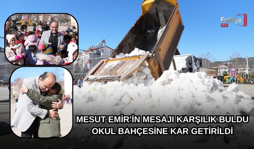 Mesut Emir’in Mesajı Karşılık Buldu: Okul Bahçesine Kar Getirildi
