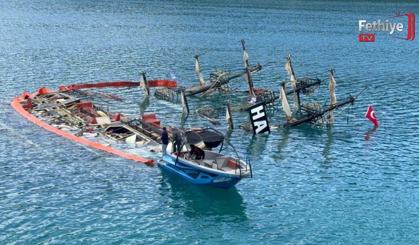 Ölüdeniz'de Batan Tekne Önlem Amaçlı Çevrildi
