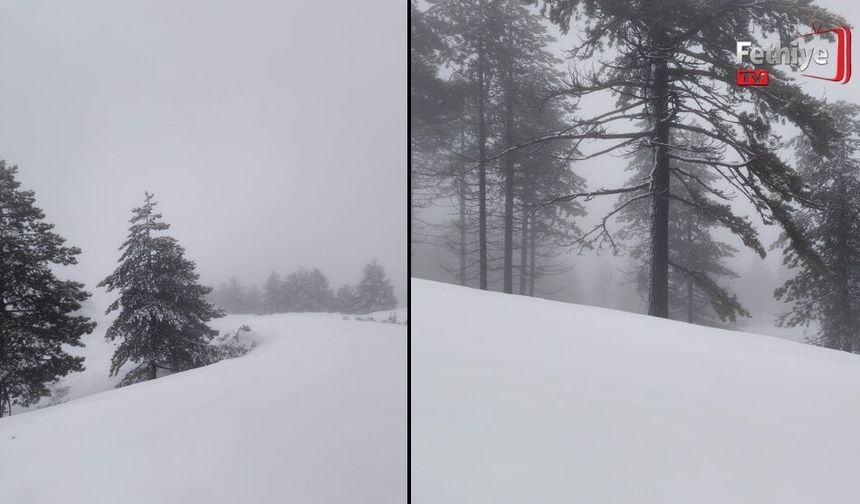 Muğla'da Nisan Sürprizi Göktepe Dağı Beyaza Büründü