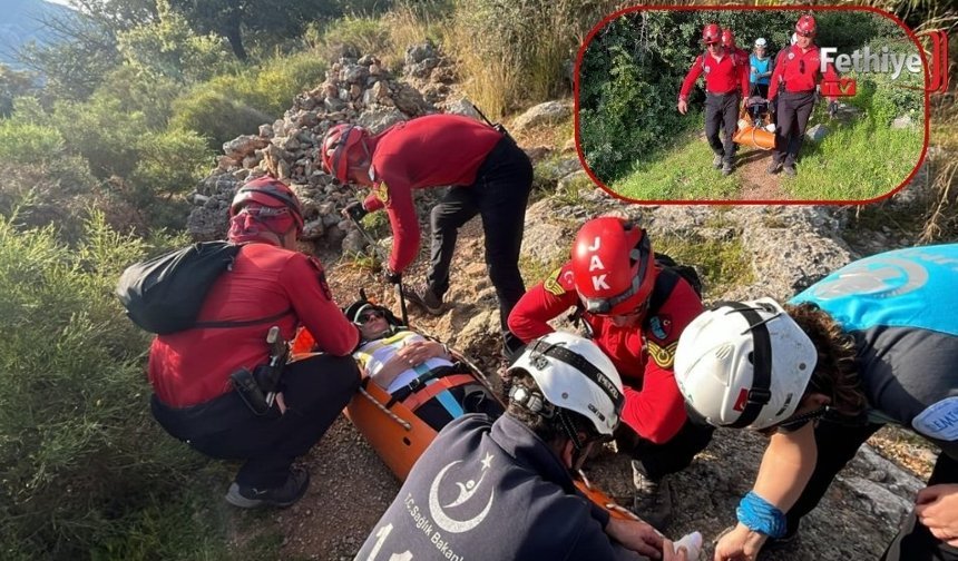 Likya Yolunda Mahsur Kalan Yaralı Kadın, 4 Saatte Kurtarıldı