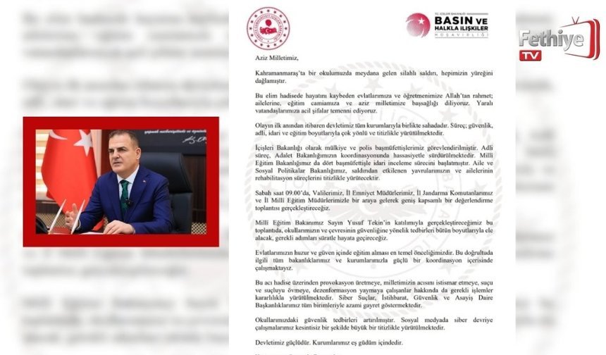 Muğla Valiliği'nden Okul Saldırısına İlişkin Açıklama