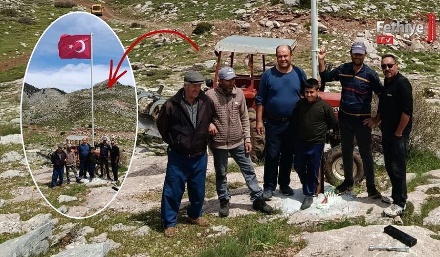 Seydikemer’de 1700 Rakımlı Yaylaya Dev Türk Bayrağı Dikildi