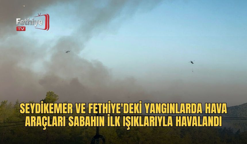 Seydikemer Ve Fethiye'deki Yangınlarda Hava Araçları Sabahın İlk Işıklarıyla Havalandı