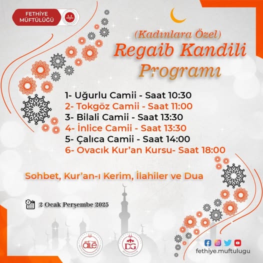 Fethiye'de Kadınlara Özel Regaib Kandili Programı