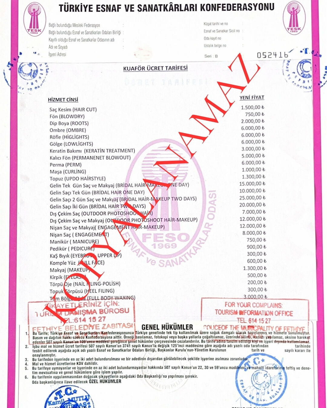 Fethi̇ye’de Berber Ve Kuaförleri̇n 2026 Yili Fi̇yatlari Belli̇ Oldu (1)