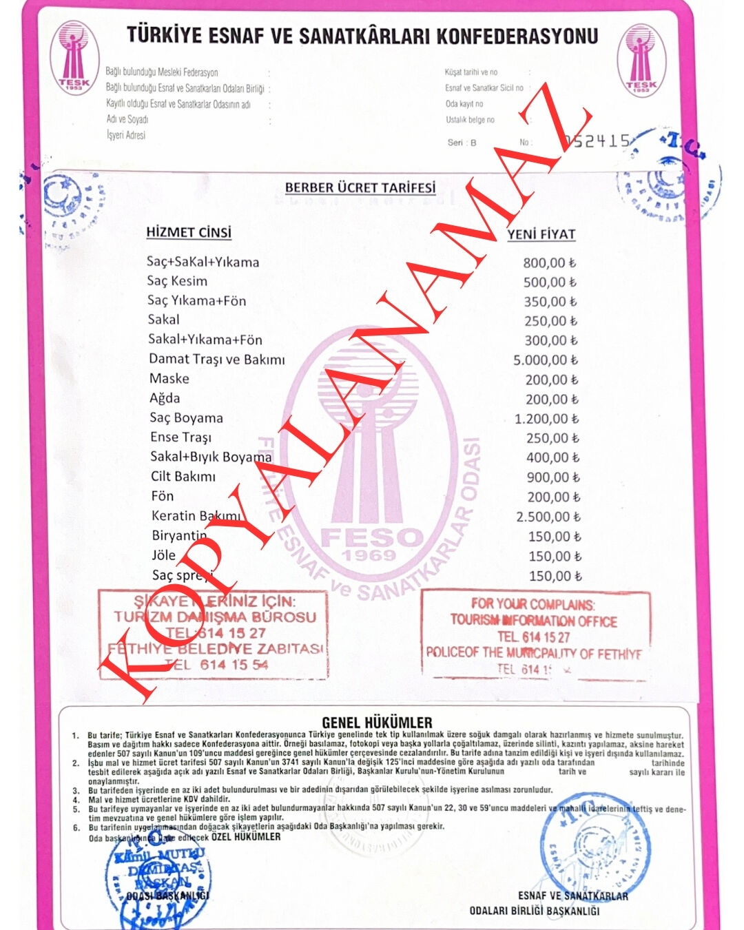 Fethi̇ye’de Berber Ve Kuaförleri̇n 2026 Yili Fi̇yatlari Belli̇ Oldu (2)