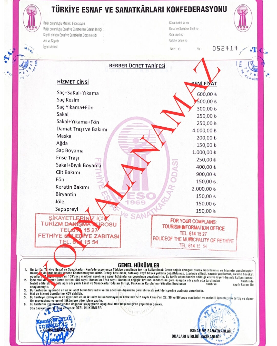 Fethi̇ye’de Berber Ve Kuaförleri̇n 2026 Yili Fi̇yatlari Belli̇ Oldu (3)