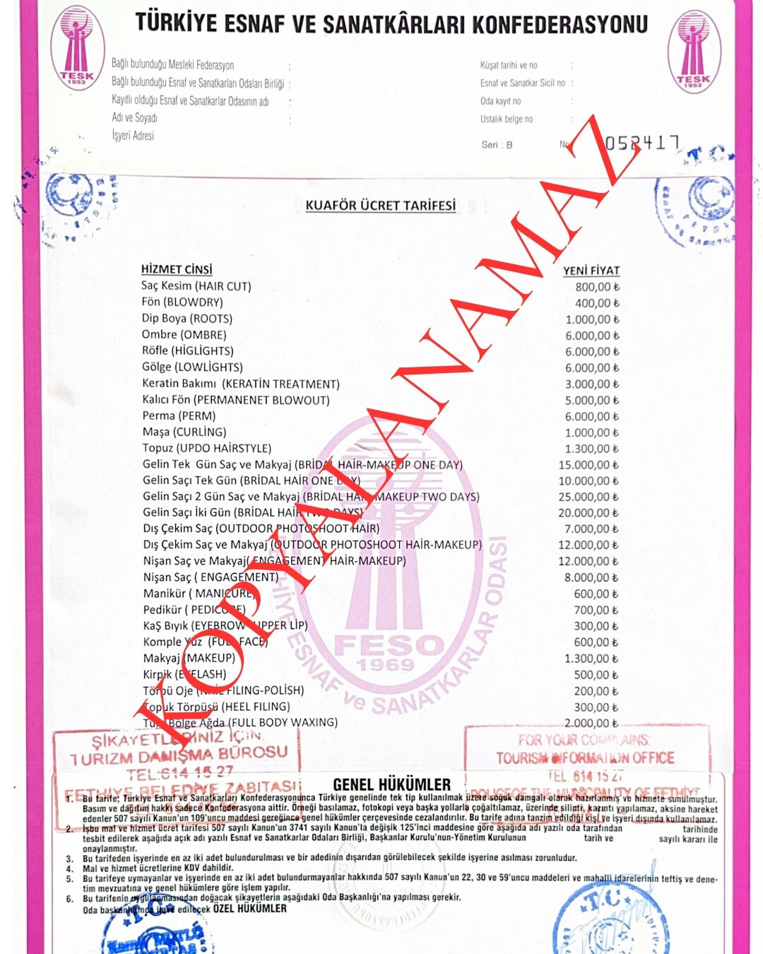 Fethi̇ye’de Berber Ve Kuaförleri̇n 2026 Yili Fi̇yatlari Belli̇ Oldu (4)