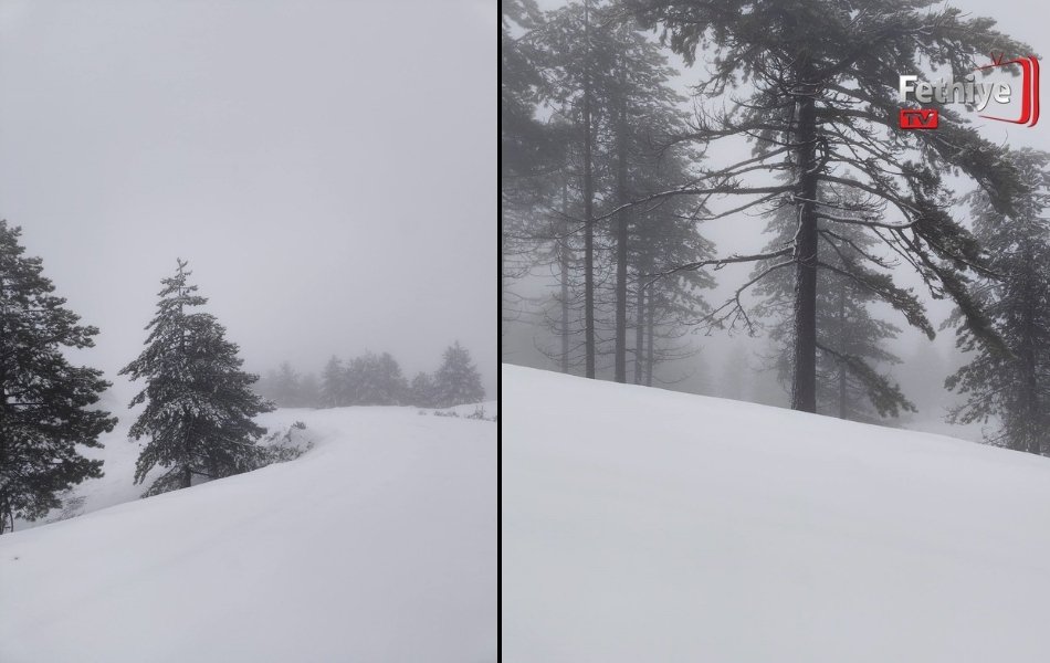 Muğla'da Nisan Sürprizi Göktepe Dağı Beyaza Büründü